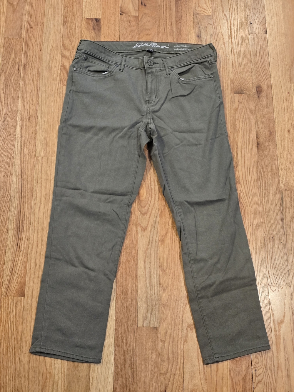 Eddie Bauer Slim Straight Olive Green Jeans